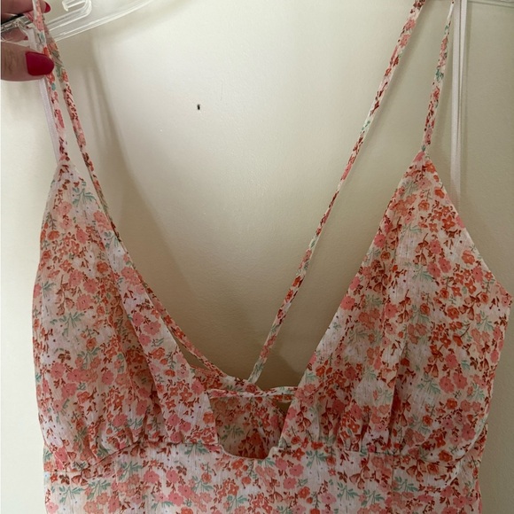 Zara Floral Print Lined Mini Slip Dress | Size M Peach Pink Summer Sundress - Picture 11 of 16